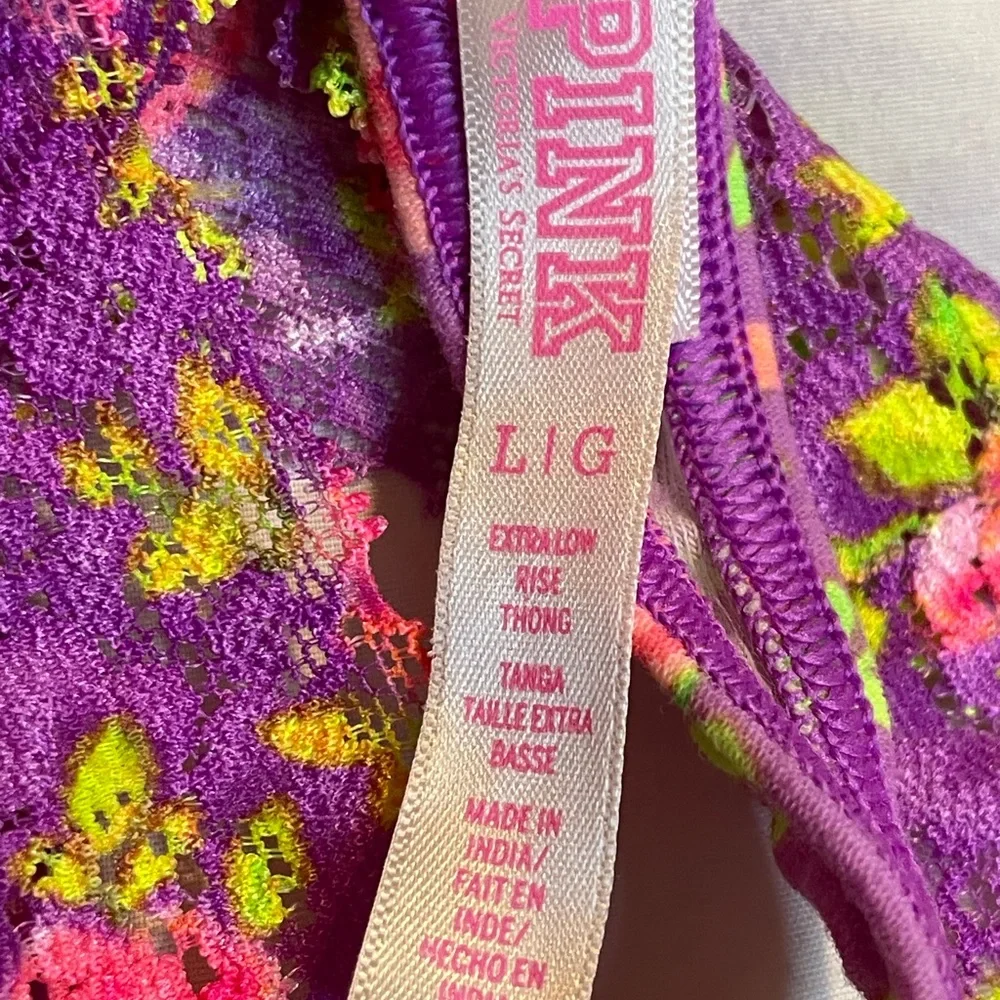 Victoria's Secret PINK Vintage Floral Thong Panty Size L NWOT Y2K